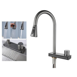 Popular Waterfall Tap 304 Stainless Steel Hot And Cold Rainfall Kitchen Sink Water Taps Pull Out Spray Kitchen Sink Tap