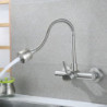 SUS 304 Stainless Steel Wall Mounted Kitchen Tap Hot Cold Kitchen Mixers Kitchen Sink Tap 360 Degree Swivel Flexible Hose