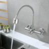 SUS 304 Stainless Steel Wall Mounted Kitchen Tap Hot Cold Kitchen Mixers Kitchen Sink Tap 360 Degree Swivel Flexible Hose