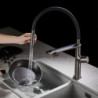 Luxury gun gray brass kitchen Tap 1 hole Double handle Cold and hot dual control with filtered water Two function sink Tap