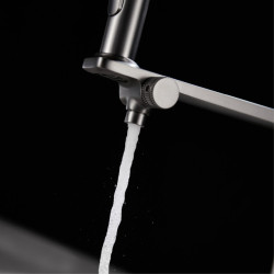 Luxury gun gray brass kitchen Tap 1 hole Double handle Cold and hot dual control with filtered water Two function sink Tap