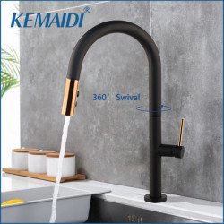 Brass Black Plus 360 Degree Kitchen Sink Tap Hot Cold Water Mixer Taps Pull Out Taps Deck Mounted Kitchen Sink Tap