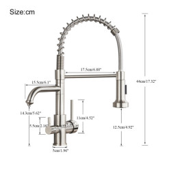 Brushed Pure Water Filter Kitchen Tap Dual Handle Hot and Cold Drinking Water Pull Out Kitchen Mixer Crane Purification