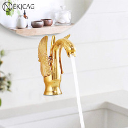 Luxury Swan Shape Brass Basin Sink Tap Bathroom Single Hole Centerset Basin Mixer Tap Bubbler Gentle Effluent  Basin Taps