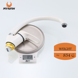 White Painting Kitchen Sink Tap Hot and Cold Water Mixer Single Handle Swivel Spout Kitchen Taps 5 Color Available