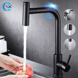 Smart Touch Kitchen Tap Black Sensor Kitchen Taps Pull Out Kitchen Tap Cold Hot Water Mixer Taps Single Hole Sink Tap