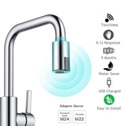 Intelligent Tap Water-Saving Sensor Mixer Red Light Sprayer Automatic Sink Adapter USB Charging M22 M24 for Bathroom
