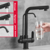 Matte Black Filtered Crane Kitchen Pull Out Spray 360 Rotation Drinking water Filter Tap Three Ways Sink Mixer Kitchen Tap