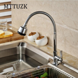 Solid Brass 360° Rotary Kitchen Tap Single Cold Universal Swivel Spout Tap Deck Mounged Kitchen Tap