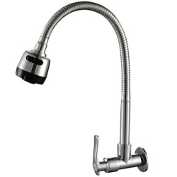 Solid Brass 360° Rotary Kitchen Tap Single Cold Universal Swivel Spout Tap Deck Mounged Kitchen Tap