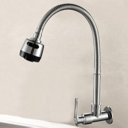 Solid Brass 360° Rotary Kitchen Tap Single Cold Universal Swivel Spout Tap Deck Mounged Kitchen Tap