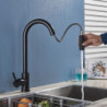 Senlesen Matte Black Sensor Kitchen Taps Deck Mounted Hot and Cold Water Mixer Sensor Tap Pull Out Spout Sink Crane