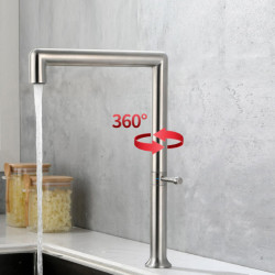 Kitchen 304 Stainless Steel 360 Rotation Cold & Hot Water Tap Body Surface Brushed Gun Grey Golden Color Single Handle