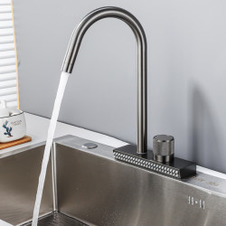 Rain Waterfall Kitchen Tap Dish Washing Pool Tap Single Hole Household Universal Adjustable Temperature Bathroom Tap