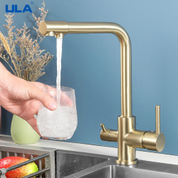 Filtered Kitchen Tap Brass Purifier Tap Dual Sprayer Drinking Water Mixer Tap Nozzle Sink Mixer Kitchen Gold Tap