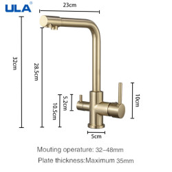 Filtered Kitchen Tap Brass Purifier Tap Dual Sprayer Drinking Water Mixer Tap Nozzle Sink Mixer Kitchen Gold Tap