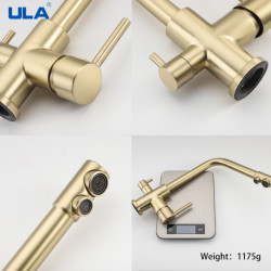 Filtered Kitchen Tap Brass Purifier Tap Dual Sprayer Drinking Water Mixer Tap Nozzle Sink Mixer Kitchen Gold Tap