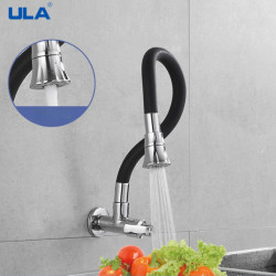 Wall Kitchen Tap Single Cold Water Kitchen Taps Crane 360 Degree Rotate Flexible Spout Kitchen Mixer Taps Black