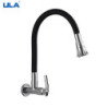 Wall Kitchen Tap Single Cold Water Kitchen Taps Crane 360 Degree Rotate Flexible Spout Kitchen Mixer Taps Black