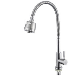 1PC 304 Stainless Steel Universal Tube Kitchen Tap Brushed Single Cold Tap Thread G1/2'