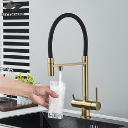 Kitchen Water Filter Tap Dual Spout Pure Drinking Water Mixer Tap Rotation Water Purification Feature Taps Kitchen Crane