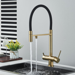 Kitchen Water Filter Tap Dual Spout Pure Drinking Water Mixer Tap Rotation Water Purification Feature Taps Kitchen Crane