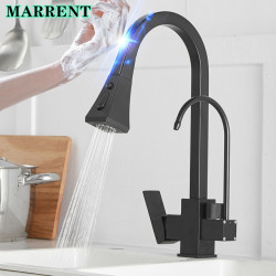 Black Touch Pull Out Kitchen Taps Quality Brass Leadfree Drinking Kitchen Water Tap Smart Sensor Touch Filter Kitchen Tap