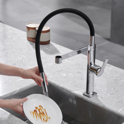 High Quality Pull-Out Multifunctional 59 Copper Kitchen Sink Vegetable Washing Cold And Hot Water Tap Universal Rotation