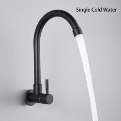 Wall Mounted Kitchen Tap Flexible Tap Stainless Steel Only Cold Water Sink Tap Kitchen Water Black Tap Nozzle