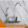 Kitchen Tap Multifunctional 304 stainless steel Nickel Hot & Cold Wall-mounted 360 Rotating Double hole Kitchen TapCP-025