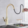 Brushed Gold Kitchen Tap Hot And Cold Water Mixer Tap For Kitchen Pull Out Mixer Crane 2 Function Spout Brass Water Mixer