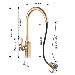 Brushed Gold Kitchen Tap Hot And Cold Water Mixer Tap For Kitchen Pull Out Mixer Crane 2 Function Spout Brass Water Mixer