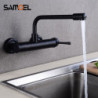 New Arrival Brass Wall Mounted Black Kitchen Mixers Dual Hole Single Handle Kitchen Taps B3302