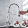 Purified Drinking Water Kitchen Tap Purified Water Mixer Tap 360 Rotation Chrome Dual Handle Tap Deck Mount Crane