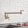 Brushed Gold Kitchen Tap Wall Mount Bathroom Basin Tap Cold Water Washing Tap Rotate Folding Spout Brass Vanity Sink Crane