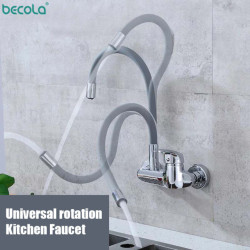 360 Rotation Tap Chrome Cold and Hot Water Power Swivel Kitchen Sink Mixer Tap Single Handle BR-9108