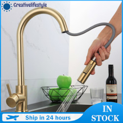 Smart Touch Kitchen Taps Brushed Nickel Kitchen Tap Flexible Pull Out Nozzle Rotate Touch Tap Sensor Hot Cold Mixer Tap