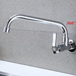 KKTNSG Copper Wall Mount Kitchen 360 Rotating Swivel Basin Sink Tap Single Handle Cold Tap fold expansion basin sink G1/2