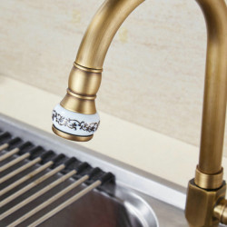 Single Cold Tap Antique Brushed Brass Tap Basin Sink Tap 360 Swivel Kitchen Water Crane