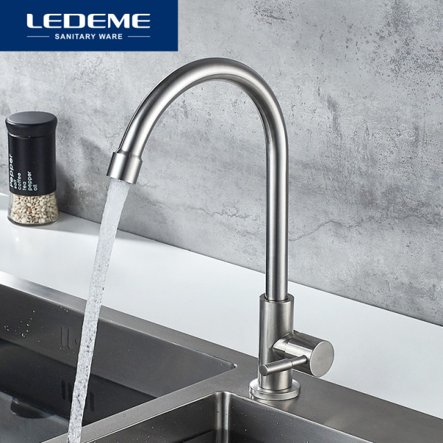 Kitchen Tap 360 Rotate Mixer Tap for Kitchen Design Single Cold Deck Mounted Crane Sinks Taps L74195