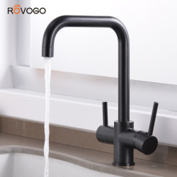 3 in 1 Kitchen Sink Tap with Drinking Water Tap Cold and Hot Mixer Taps Bar Water Filter Tap (Matte Black)