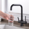 3 in 1 Kitchen Sink Tap with Drinking Water Tap Cold and Hot Mixer Taps Bar Water Filter Tap (Matte Black)