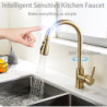 Touch Kitchen Tap of Brushed Gold Pull Out Kitchen Mixer Tap Intelligent Sensor Kitchen Tap Smart Touch Kitchen Sink Taps