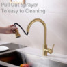 Touch Kitchen Tap of Brushed Gold Pull Out Kitchen Mixer Tap Intelligent Sensor Kitchen Tap Smart Touch Kitchen Sink Taps