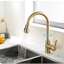 Touch Kitchen Tap of Brushed Gold Pull Out Kitchen Mixer Tap Intelligent Sensor Kitchen Tap Smart Touch Kitchen Sink Taps