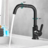 Stainless Steel Basin Taps Kitchen 360 Rotation Single Handle Bathroom Tap Hot Cold Water Sink Mixer Tap Shower Tap