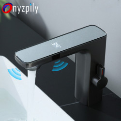 Smart Sensor Basin Tap LCD Digital Display Screen Hot Cold Water MixerTap Vanity Touchless Tap For Bathroom Basin Tap