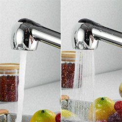 Kitchen Tap Solid Brass Single Hole Pull Out Spout Kitchen Sink Mixer Tap Stream Sprayer Head Silver Hot Cold Tap Mixer