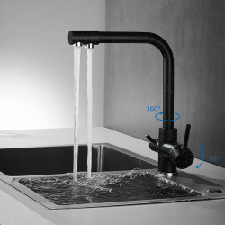 Kitchen Filtered Tap Balck with Dot Brass Purifier Tap Dual Sprayer Drinking Water Tap Vessel Sink Mixer Tap