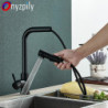 Kitchen Pull-out Tap Black SUS404 Tap 360 Rotation Dual Sprayer Hot Cold Water Tap Vessel Sink Mixer Tap Single Hole Tap